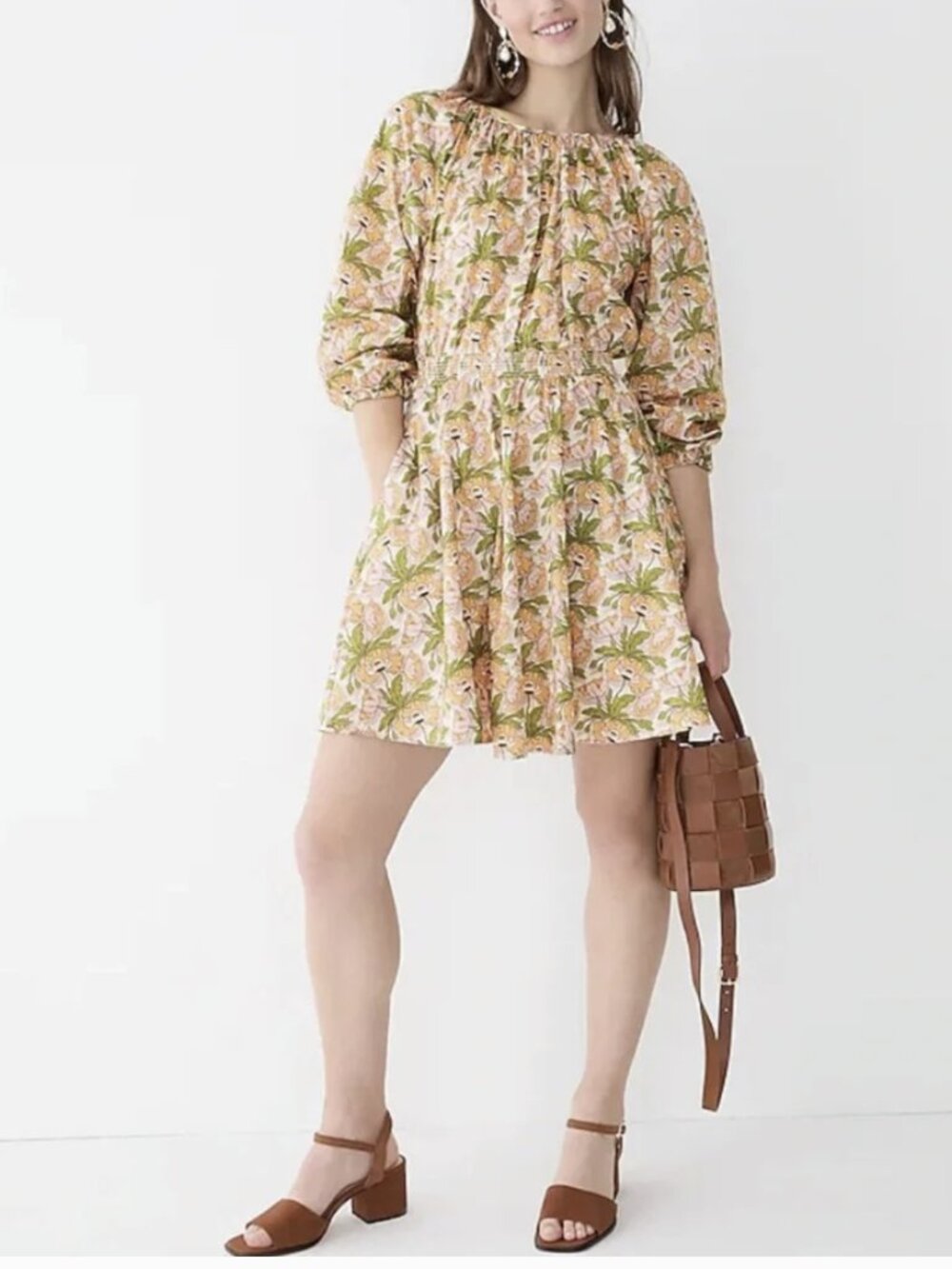 J. Crew Smocked-Waist Mini Dress Liberty Butterfield Poppy Fabric Floral Cotton